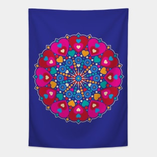 Colorful Sweet Hearts Mandala Tapestry