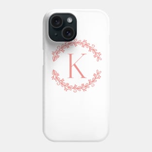 Pink Monogram- Letter K Phone Case