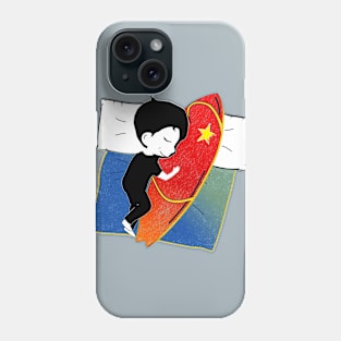 Boy sleeping with surf board Phone Case