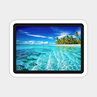 Clear Water with a Tropical Island and Blue Sky - Landscape Magnet