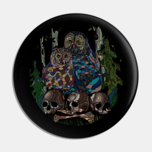 Owls on Bones Pin