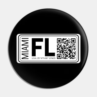 New Vintage Travel Location Qr Miami FL Pin