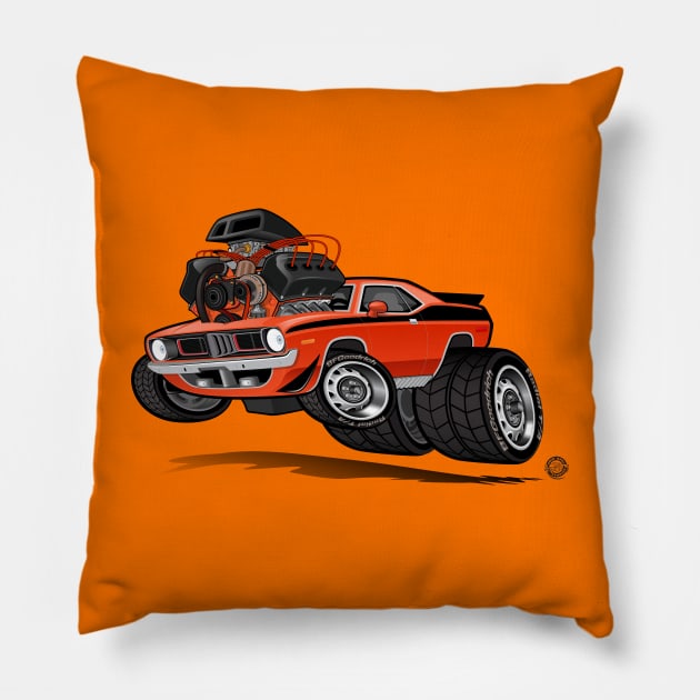 72 Hemi Cuda Engine Pillow by Goin Ape Studios