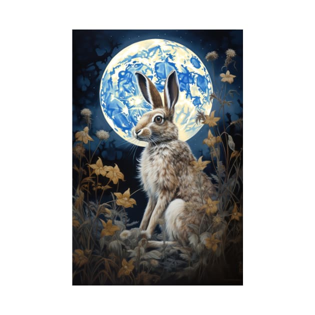 Hare, Pagan Hare, Pagan Art, Moon, Animal, by thewandswant