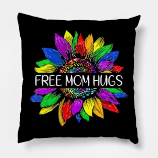 Free Mom Hugs Gay Pride LGBT Daisy Hippie Pillow