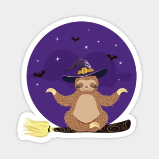 Sloth meditating on witch broom Magnet