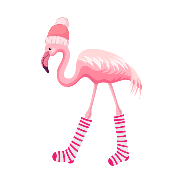 Funny Flamingo Winter Fashion by TammyWinandArt