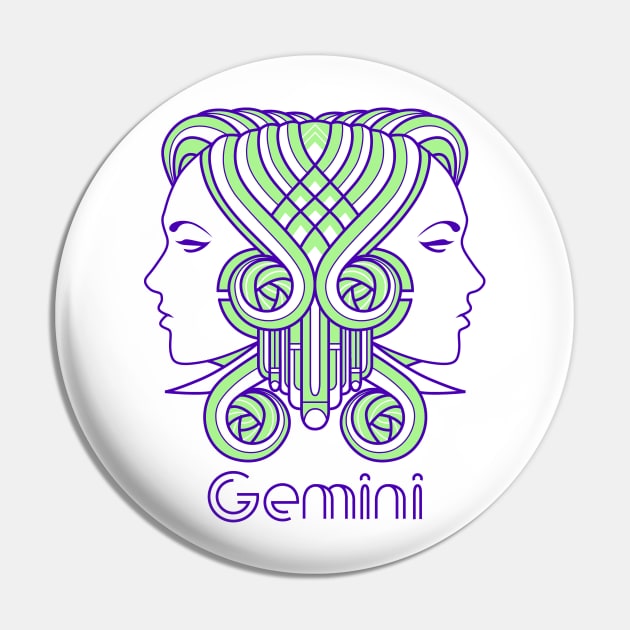 Deco Gemini Pin by qetza
