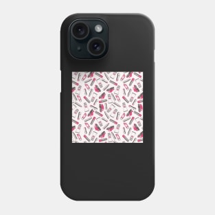 Pink blush lipsticks and lip balm pattern Phone Case