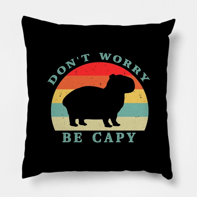 Don't worry, be Capy - Capybara funny design Pillow by qpdesignco