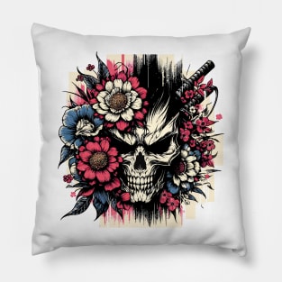 Sworded Blossom Skull Pillow