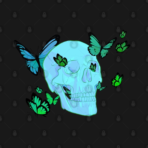 blue butterfly skull by acatalepsys 