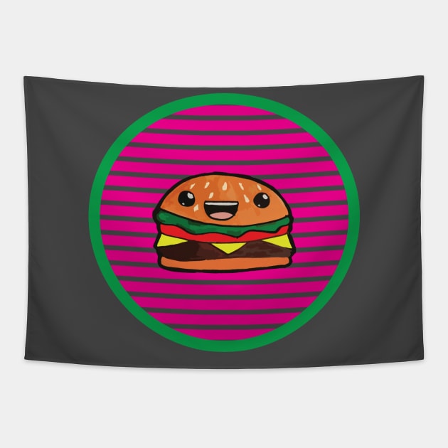 Cartoon Burger Summer Fun Tapestry by spiralrewind