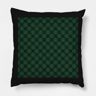 Dark Green Stone Pentagrams Pillow