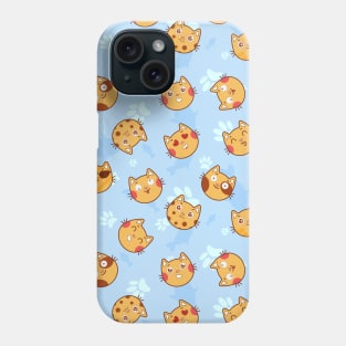Cats emotions pattern face mask blue for girls funny gift stay safe Posters and Art Prints Phone Case