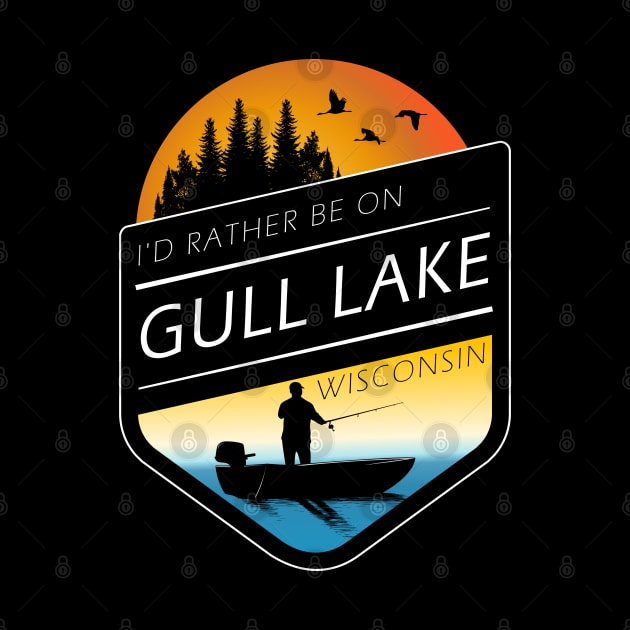 I'd Rather Be On Gull Lake Wisconsin Sunset Fishing by BirdsEyeWorks