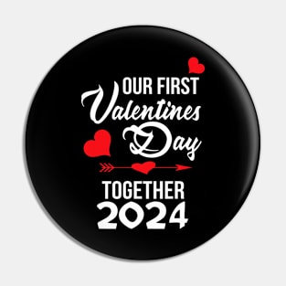 Our First Valentines Day Together 2024 Matching Couple Pin