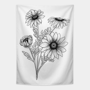 Daisies Line Art Tapestry