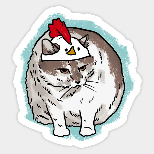 Cat With A Chicken Hat Cat With Hat Sticker Teepublic