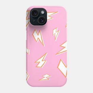 Sketchy Orange and White Lightning Bolts on Pink Phone Case