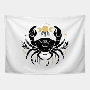 Black and Gold Zodiac Sign CANCER Tapestry