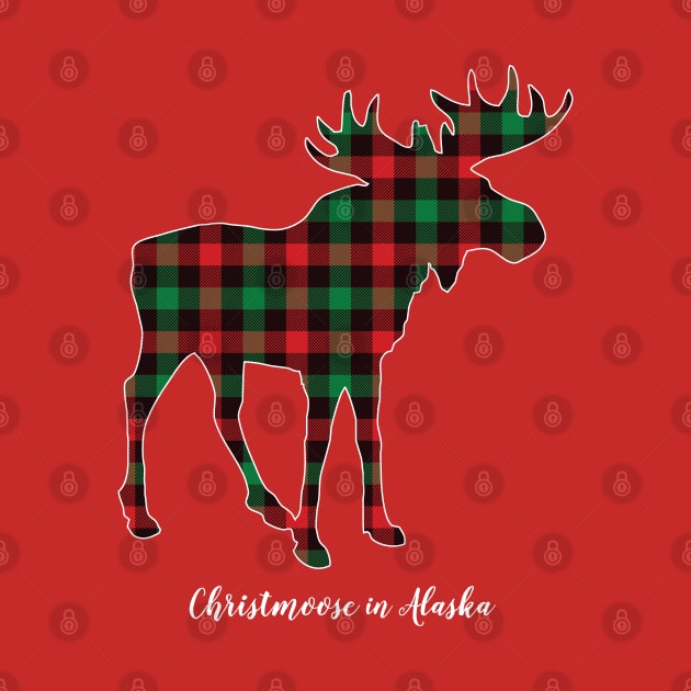 "Christmoose In Alaska" Moose Buffalo Red & Green Plaid by Pine Hill Goods