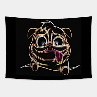 Pug puppy funny glow edition Tapestry