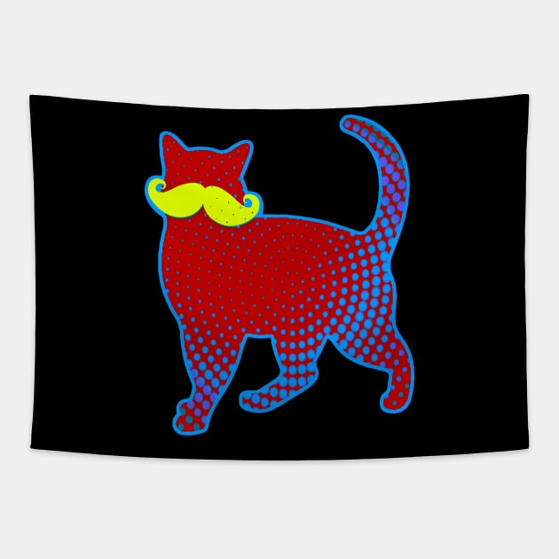 Trendy Mustache Cat Tapestry by AlondraHanley