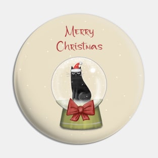 Merry Christmas - Black cats with Santa hat. Pin