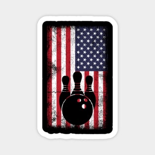 USA Flag Patriotic American Bowler Bowling Magnet