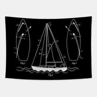 Blueprint Sailing Boat Tapestry