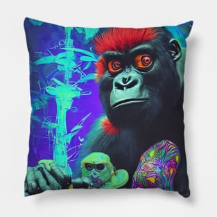 crazy gorilla playing playstation Pillow