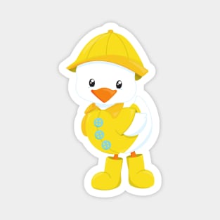 Cute Duck, Baby Duck, Duck In Raincoat, Rain Magnet