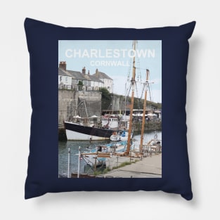 Cornwall Charlestown   Cornish gift Kernow Travel location poster, St Austell Pillow