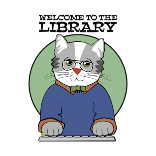 Library Welcome Librarian Cat Man T-Shirt