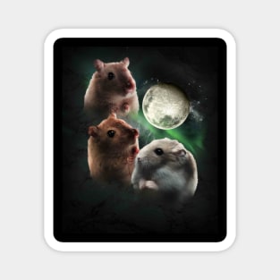 3 Hamster Moon, Wolf Hamsters, Wolves Howling Magnet