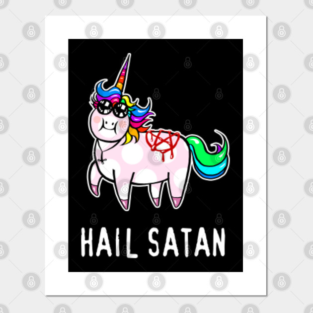 Hail Satan Shirt Funny Unicorn Magical Tshirt Gift Tee Hail