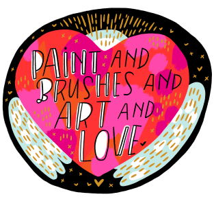 Paint and Brushes and Art and Love Magnet