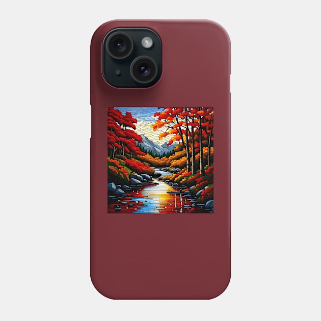 Stained Glass River Running Amid Autumn Foliage Phone Case by Chance Two Designs