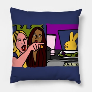 Woman Yelling at Cat Meme Funny Easter Bunny Pillow