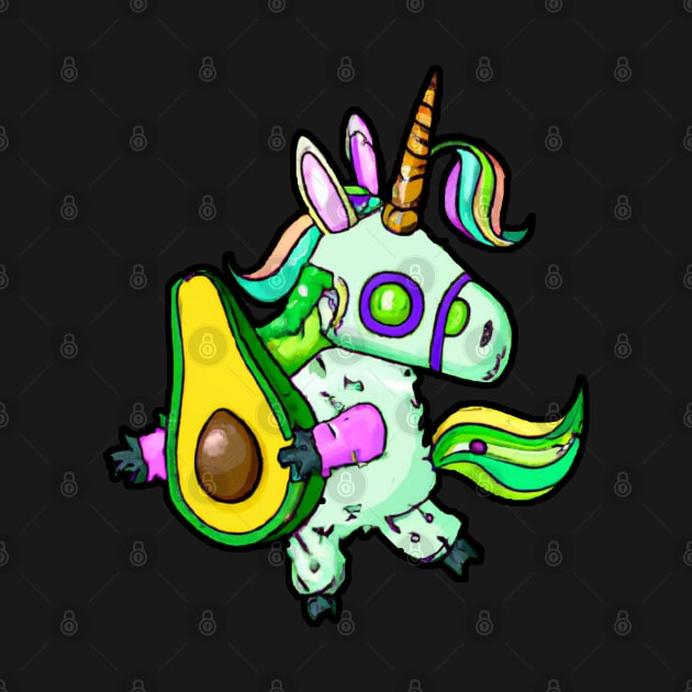 Steampunk Kawaii Unicorn Robot Holding Avocado by maxdax