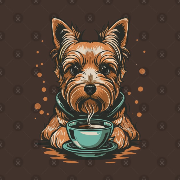 Yorkshire Terrier Drinking Coffee by Graceful Designs