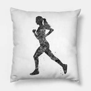 Runner girl black and white Pillow