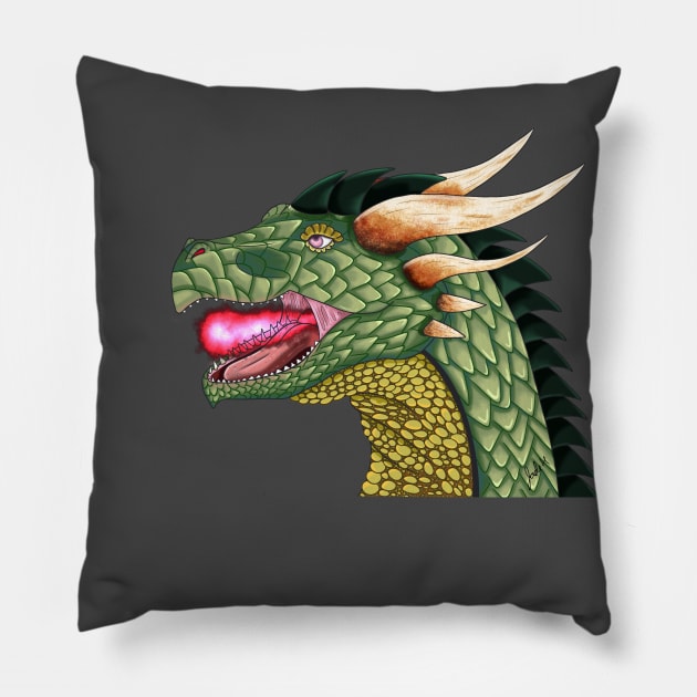 Dragon  Breath Pillow by Jade Wolf Art