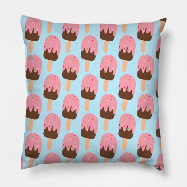 Strawberry and Chocolate Ice cream Pattern Pillow by Lizzamour