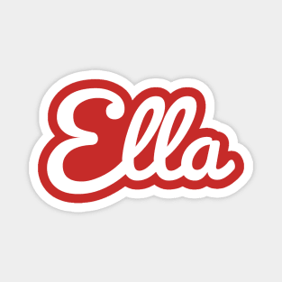 Ella Typography White Cursive Script Magnet