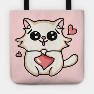 cute cat holding heart Tote