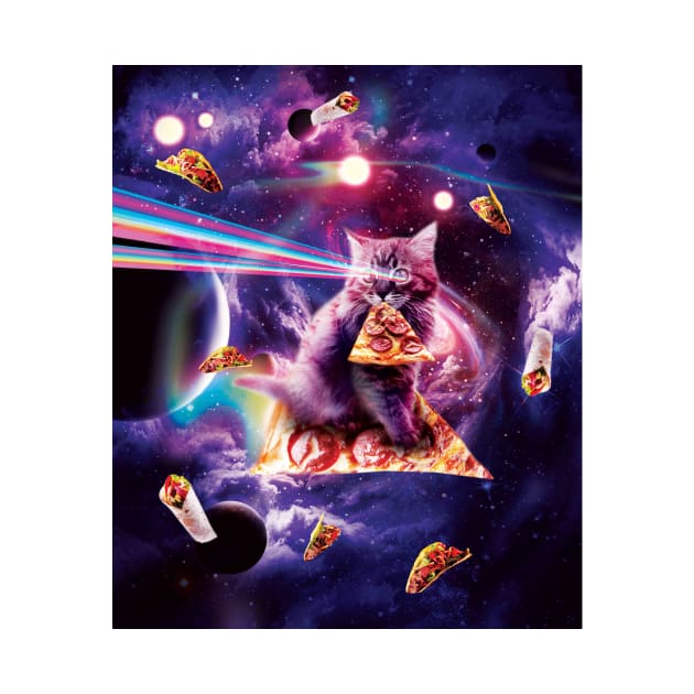 Outer Space Pizza Cat - Rainbow Laser, Taco, Burrito by Random Galaxy