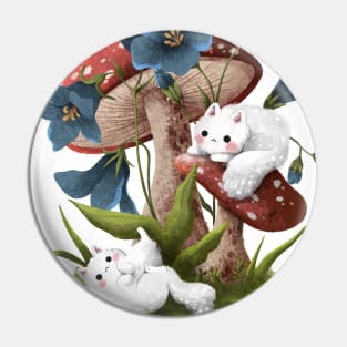 Cats, mushrooms and flowers Pin