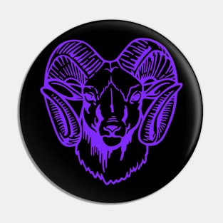 Mascot Head of a Ram (Drawing - Illustration) Han Purple Pin